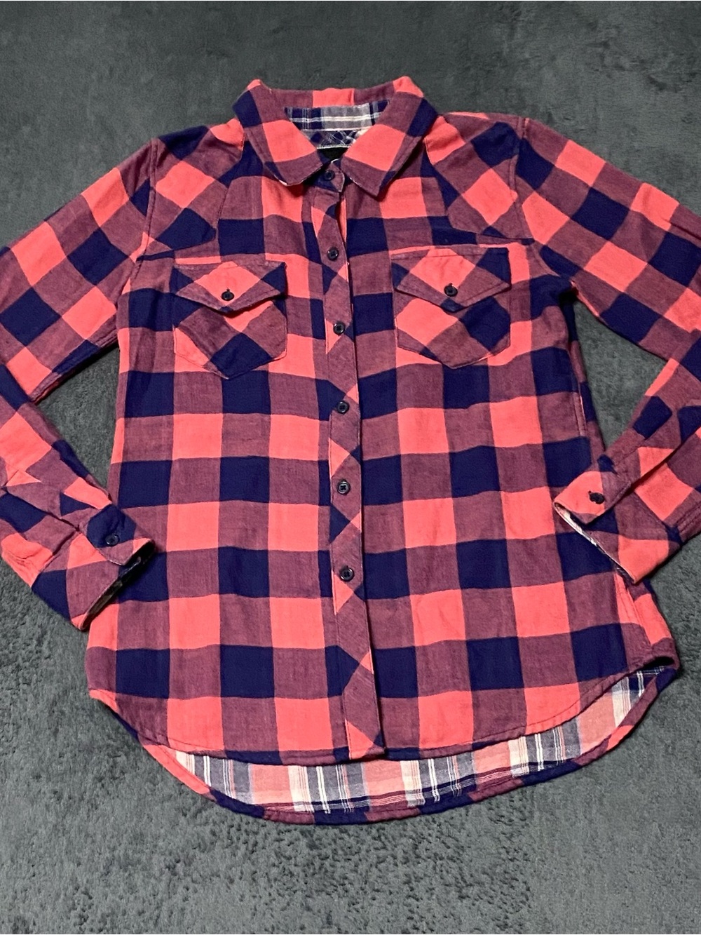 Rails Plaid Flannel Shirt Womens XS Pink Blue Button Up Long Sleeve Lined Grunge